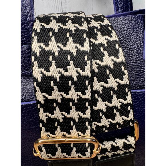 Wide Crossbody Strap Guitar Strap Herringbone Black White Bag Strap FAST SHIP - Picture 3 of 4